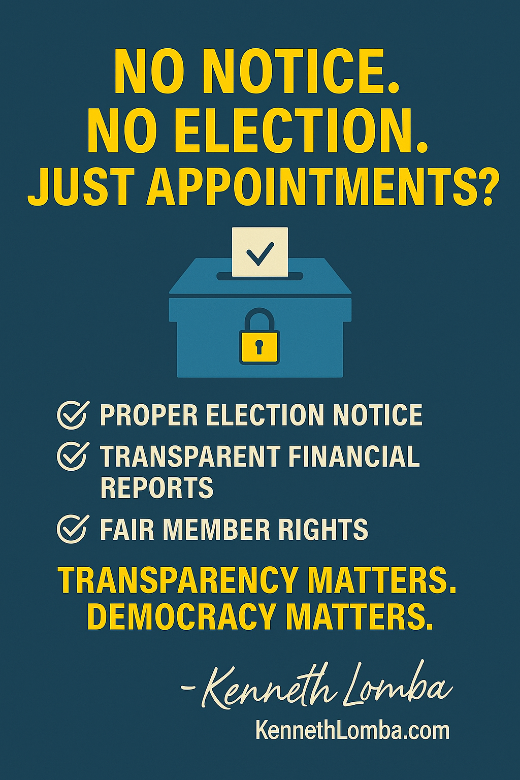 MSA Election Transparency - No Notice, No Election, Just Appointments?